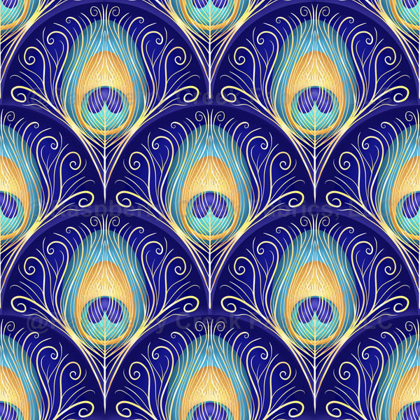 Scalloped Peacock Feather - Medium - Raspberry Creek Fabrics