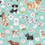 Puppy Dog Floral on Light Teal Image