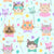 Cute Kawaii Kitty Cat Faces With Bowties and Party Hats on Blue Image