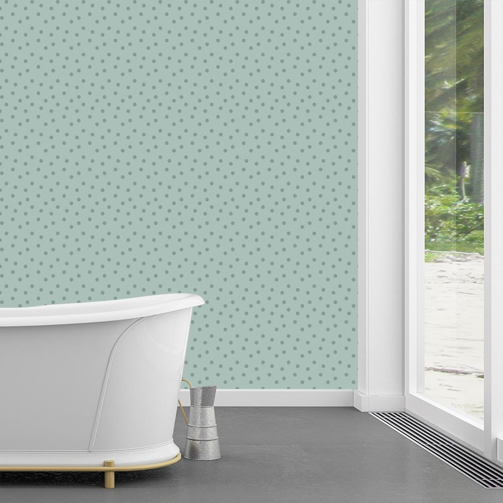 Modern Polka Dots 2 on Light Green