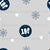 Joyful Frosted Whimsy - Blue Joy Ornaments, Silver Snowflakes, and Stars - Enchanted Winter Whimsy - Fabric Image
