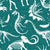Dinosaur skeletons by MirabellePrint / Teal linen textured background Image