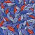 Graphic tropical leaves and lines - jungle abstract leaves - blue and red Image