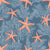 Starfihses and corals in an admiral blue seascape fabric Image