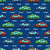 Colorful Toy Pixelated Video Game Cars With Road Lines Markings on Navy Blue Wallpaper Image