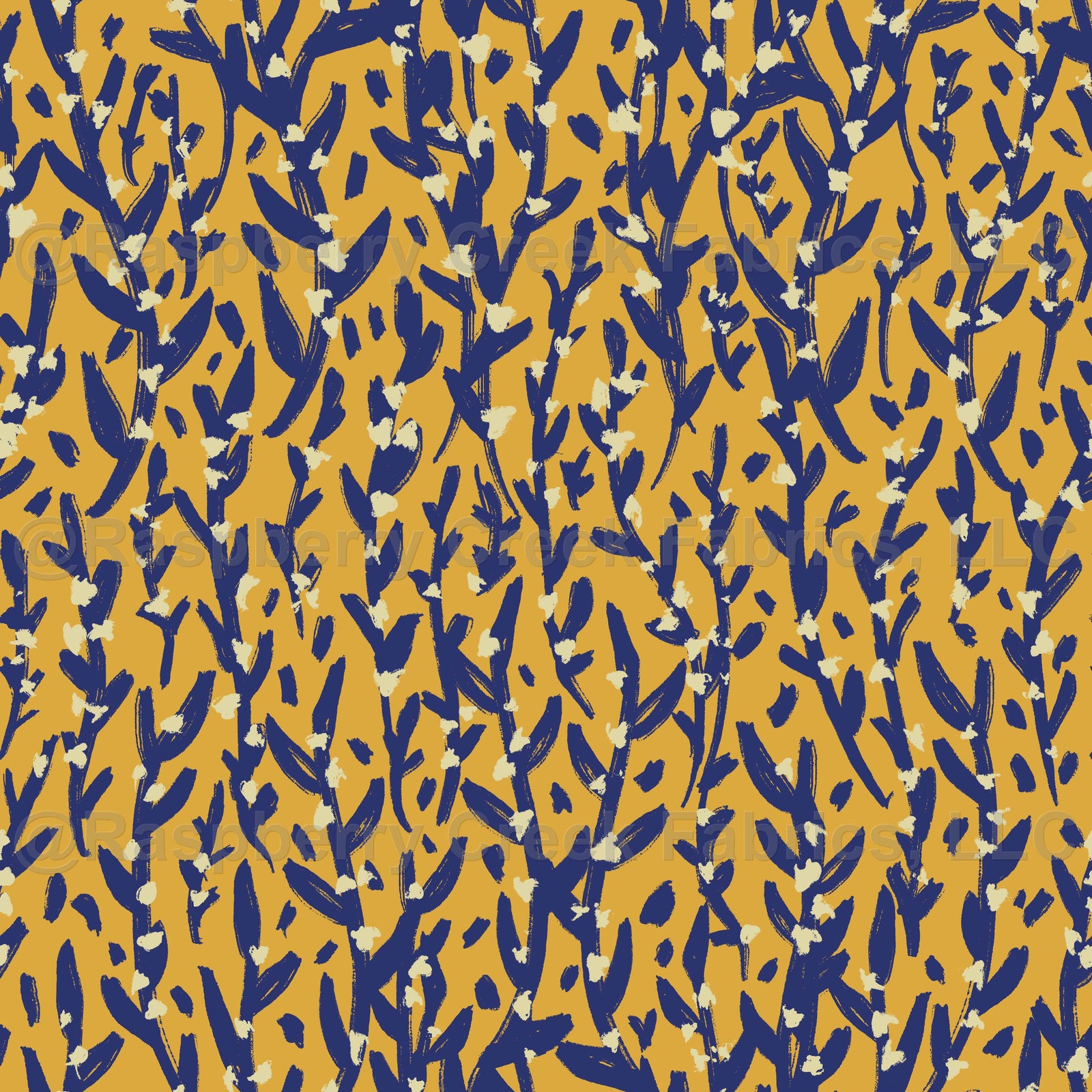 Blooming Branches yellow-blue - brush strokes style