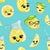 Lemonade Kawaii Yellow Lemon Cuties On Teal Image