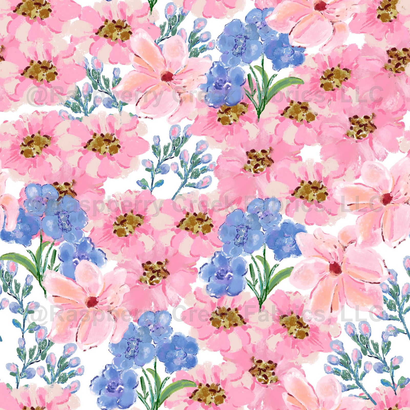Pink Zinnia and Blue Delphinium Floral
