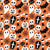 Monochromatic Black and White Halloween Elements on Orange Image