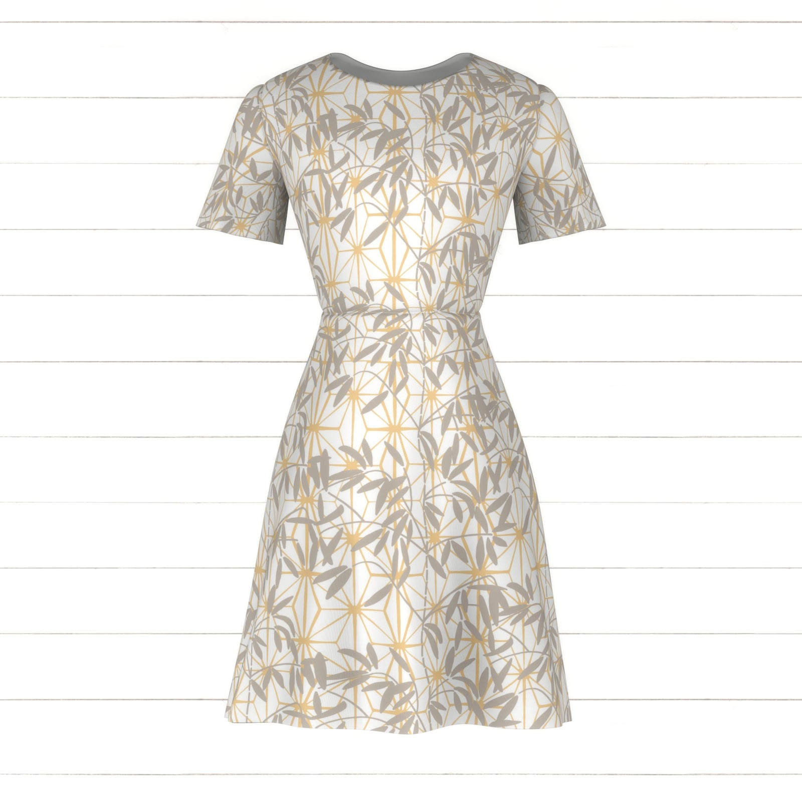 Abstract Bamboo in White Tan, Shizen by Stephanie Fiona Design