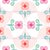 Cute Geometric Scallop Daisies Light Blush Pink Blue Green and White Image