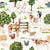 Farm and Meadow Watercolor Farm Animals on Cream Image