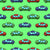 Colorful Toy Pixelated Video Game Cars on Minty Green Image