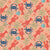 Blue Crab and Coral Orange Lobsters w Faux Vintage Texture on Salmon Image
