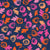 Floral Bounty Buds Sunset in Oranges and Pinks on Navy Textured Background Image