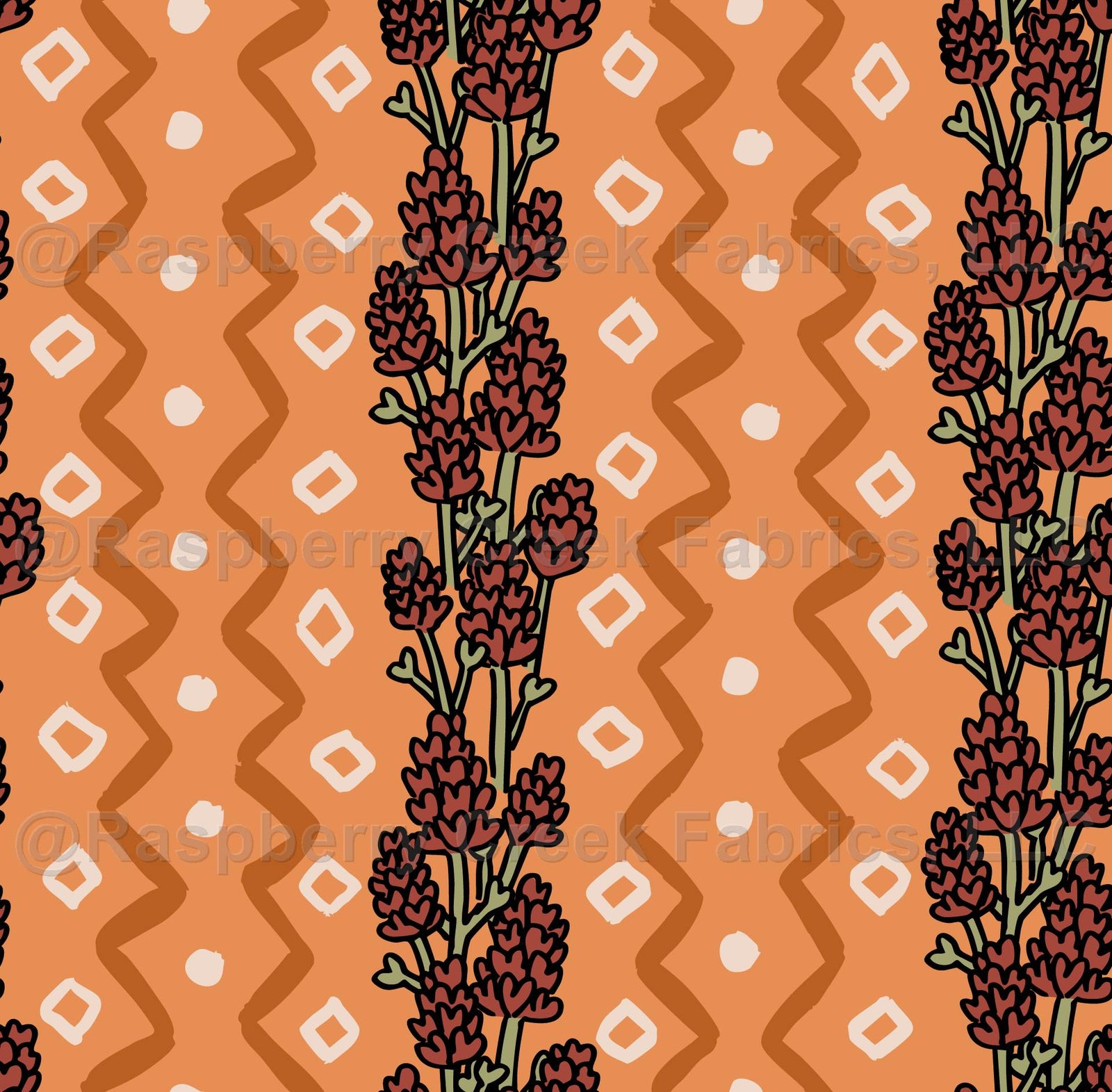 Indian Paintbrush Flowers Stripes in Light Orange and Cream- Utah Collection