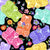 Bright Hand Drawn Floral Gummy Bears on Black Image