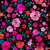 Watercolor, black, light pink, hot pink, bold, floral, flowers, botanical, bright, kids, girls, women, turquoise, green, pink, coral, spring, summer, modern, swim, coordinate Image