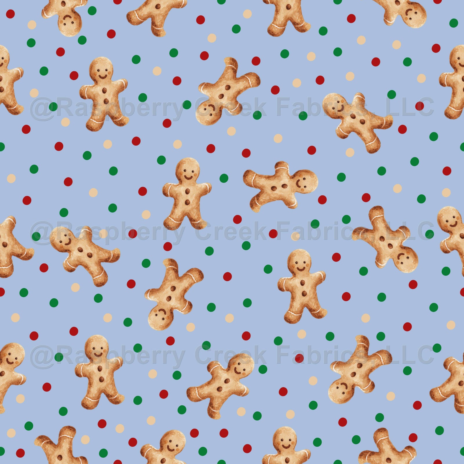 Tossed Gingerbread Man on Light Blue