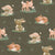 Woodland Whimsical Baby Forest Fox, Rabbit, Mouse, and Fawn on Dark Mossy Olive Green Image