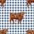 Patriotic Blue and White Highland Cow Gingham Image