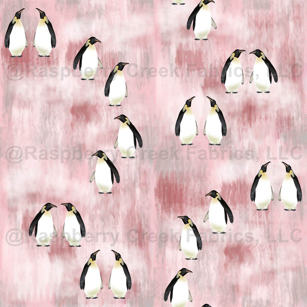Emperor Penguins on Rose Pink - Raspberry Creek Fabrics