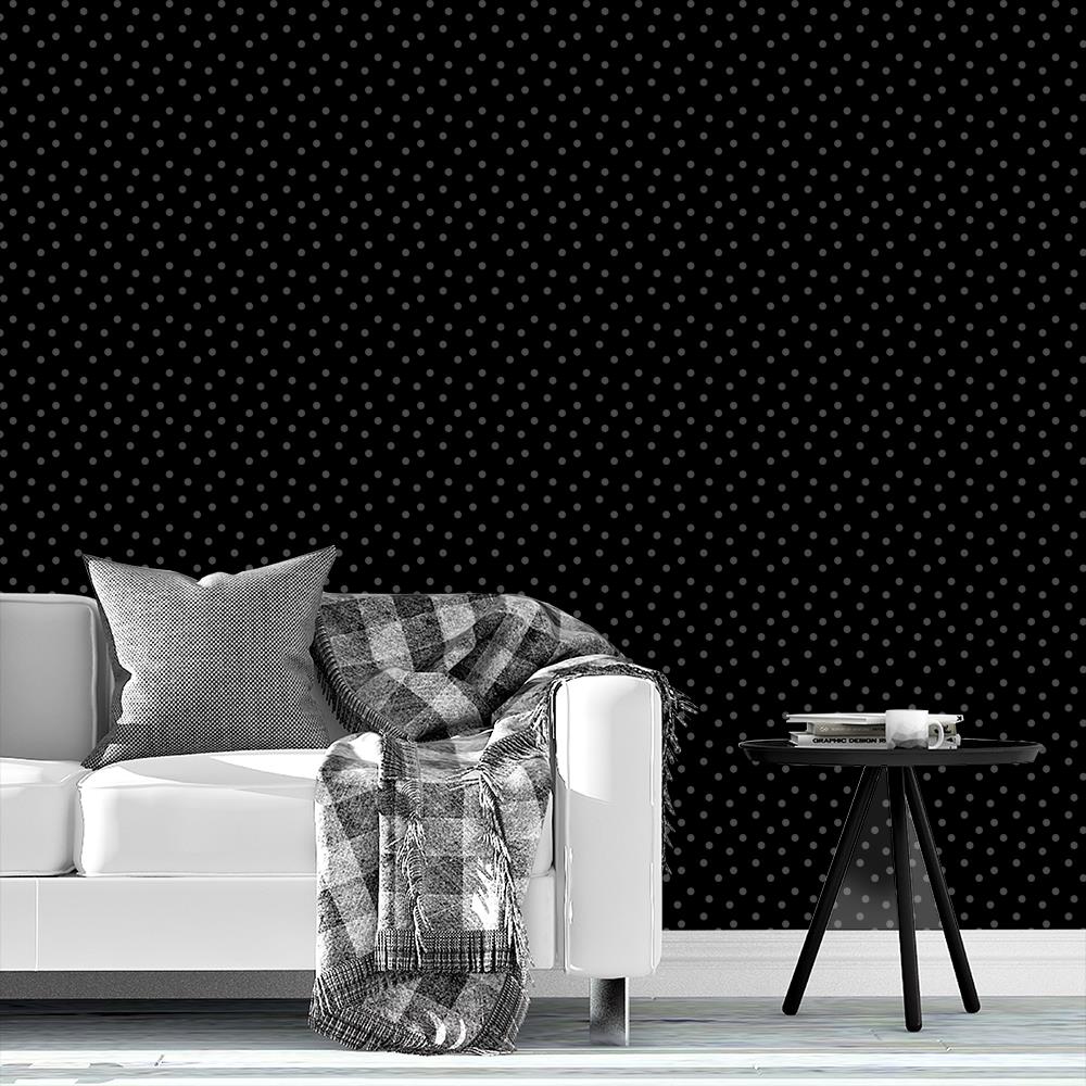 Modern Polka Dots on Black