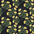 Yellow flowers on a circular layout floral flower pattern on a dark blue background Image