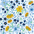 Ditsy Florals in Blue and Sunshine Ochre: A tossed pattern of dainty flowers Image
