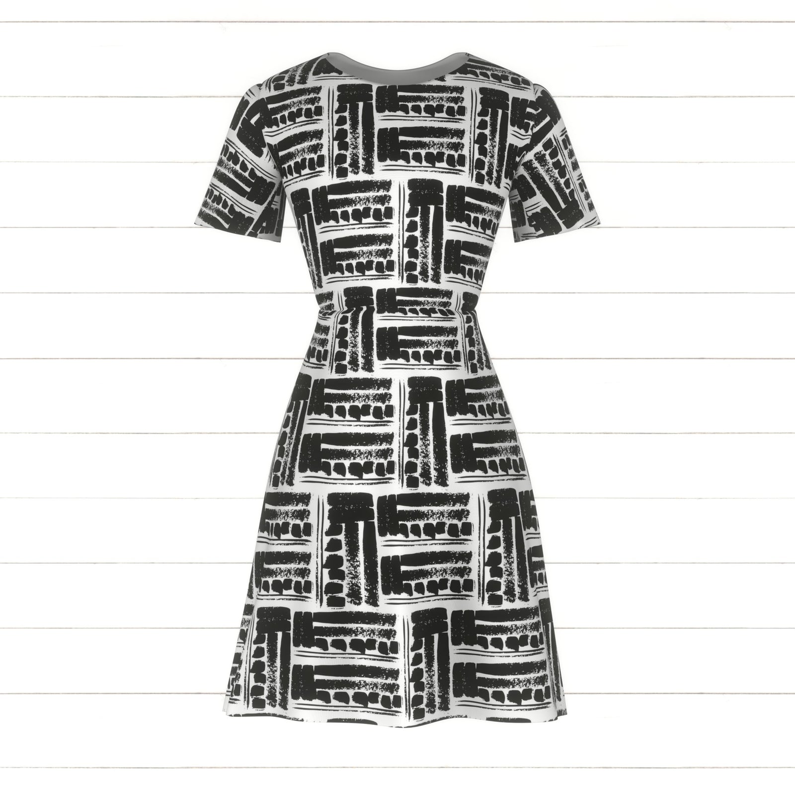 Freehand Geometric Abstract textured brush strokes Black and White
