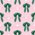 Green ribbon bows and white polka dots on baby pink Image