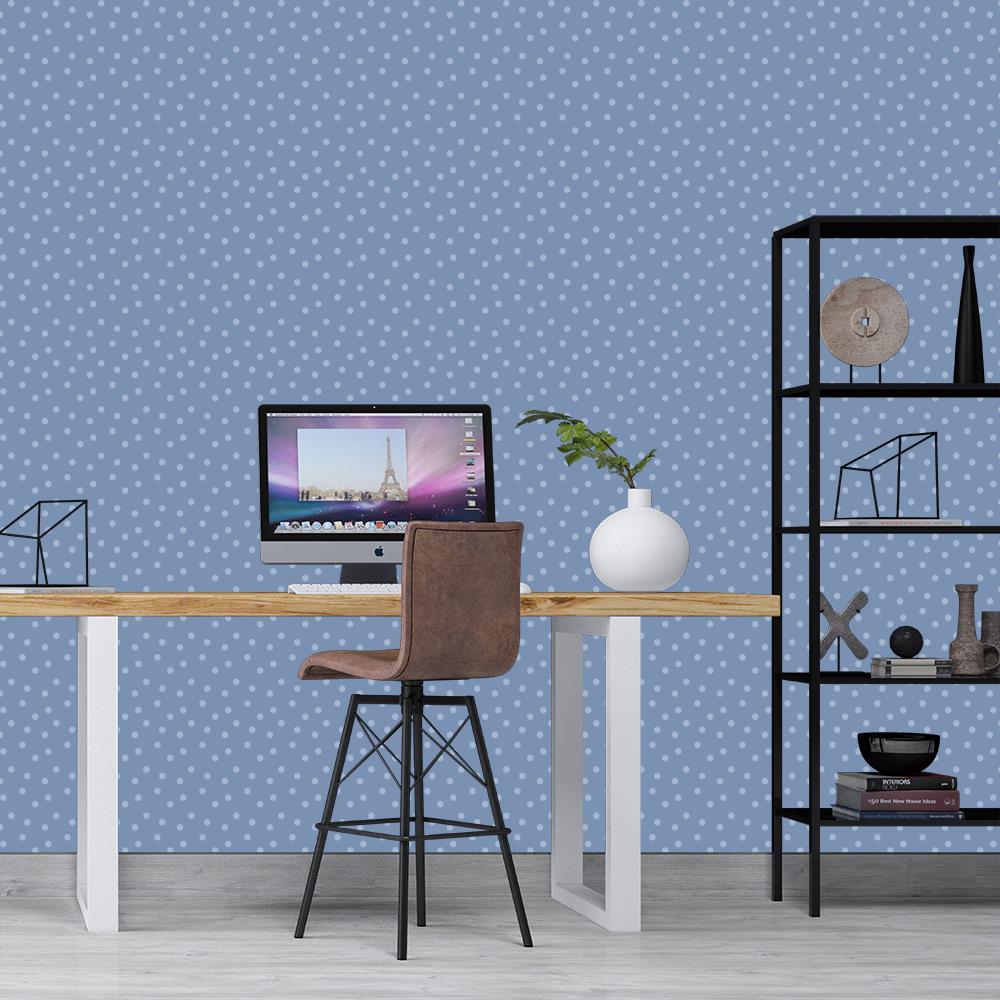 Modern Polka Dots on Blue