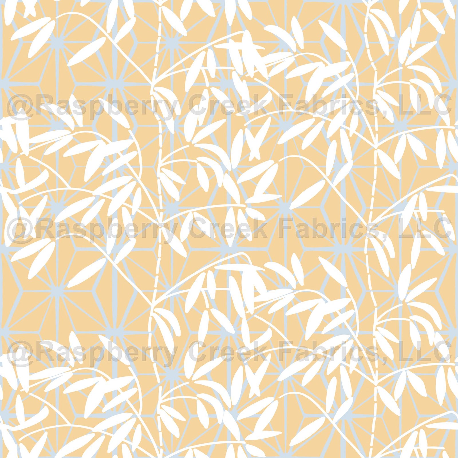 Abstract Bamboo in White Yellow, Shizen by Stephanie Fiona Design