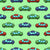 Colorful Toy Pixelated Video Game Cars on Pale Green Wallpaper Image