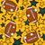 Team Spirit Footballs and Stars in Green Bay Packers Colors Forest Green and Cheese Yellow Gold Image