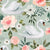 Vintage Spring Swan Floral on Mint Blue Image