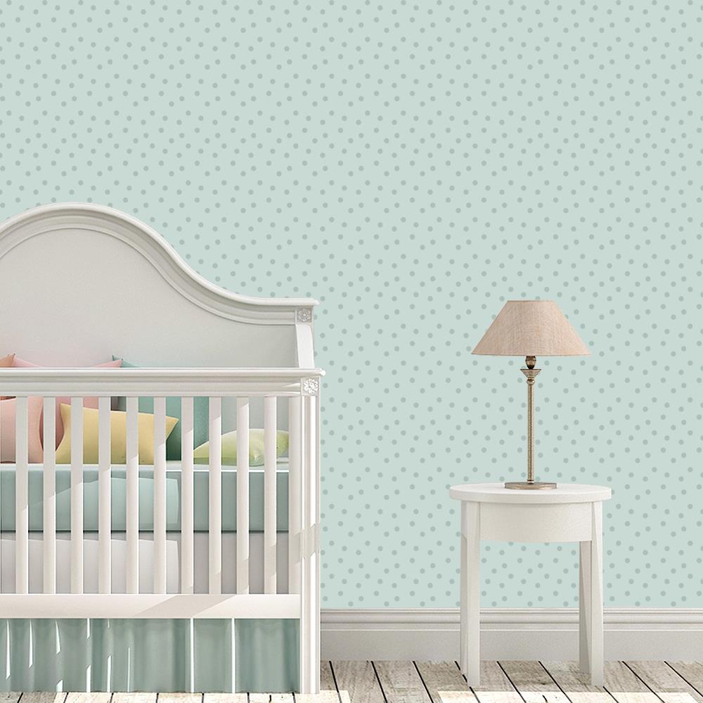 Modern Polka Dots 2 on Pale Green