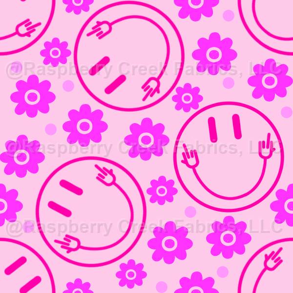 Middle Finger Smile Pink Raspberry Creek Fabrics