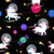 Rainbow Watercolor Unicorn Astronauts On Black Image