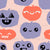 Cute Halloween Jack-o-Lanterns with Kawaii Faces Image