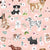 Puppy Dog Floral on Pink Image