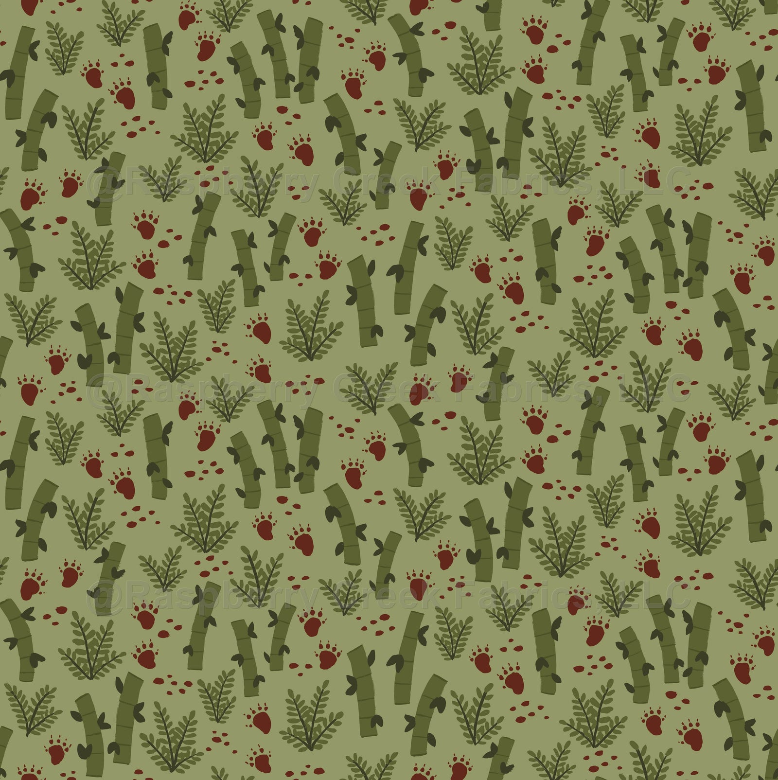 Bamboo Forest with Red Panda Paw Prints