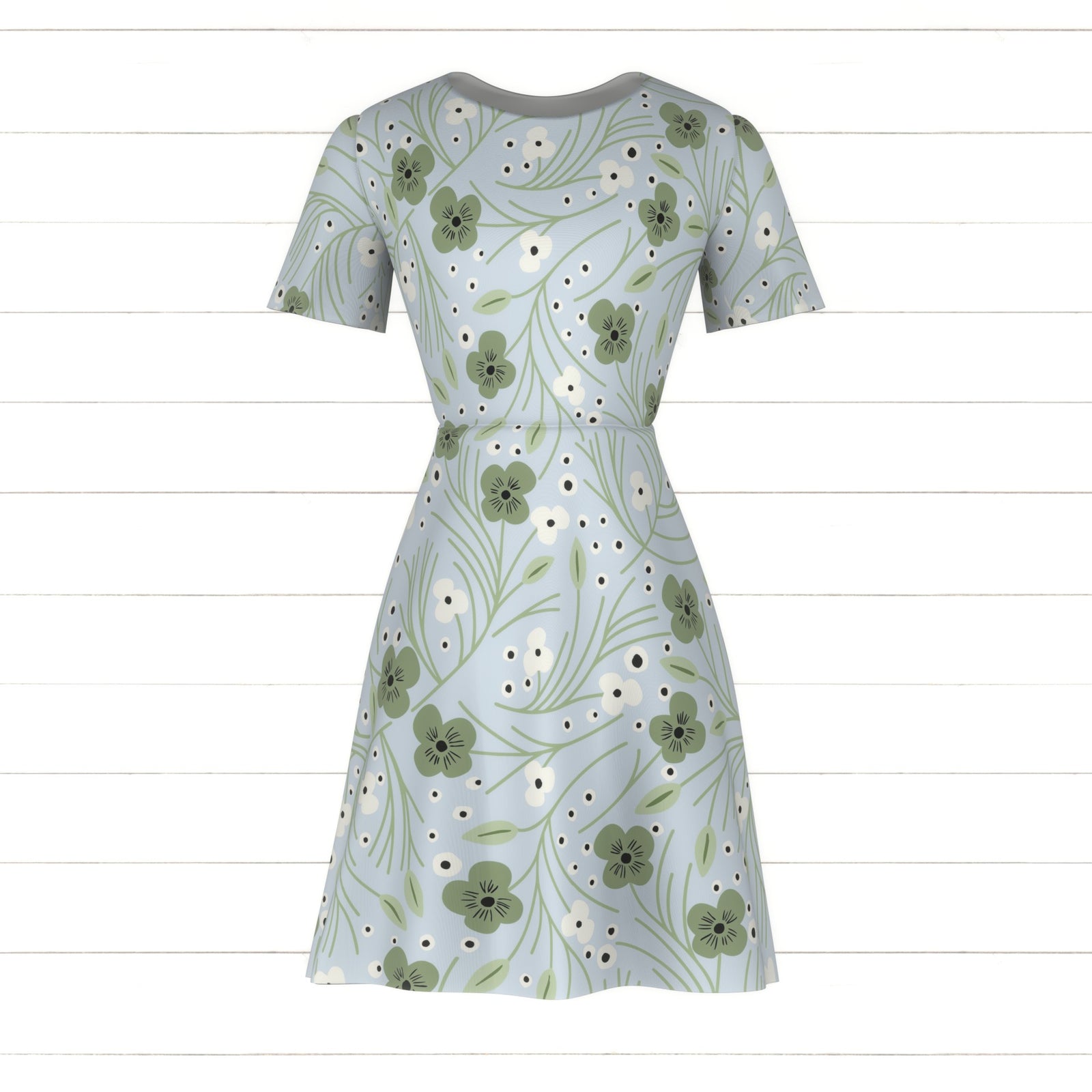 Mabel Minimalist Woodland Floral in Grandmillennial Blue and Green