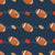 Footballs and Fall Leaves on Navy Image