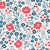 Red, White and Blue Floral Summer Flowers on White Background Image