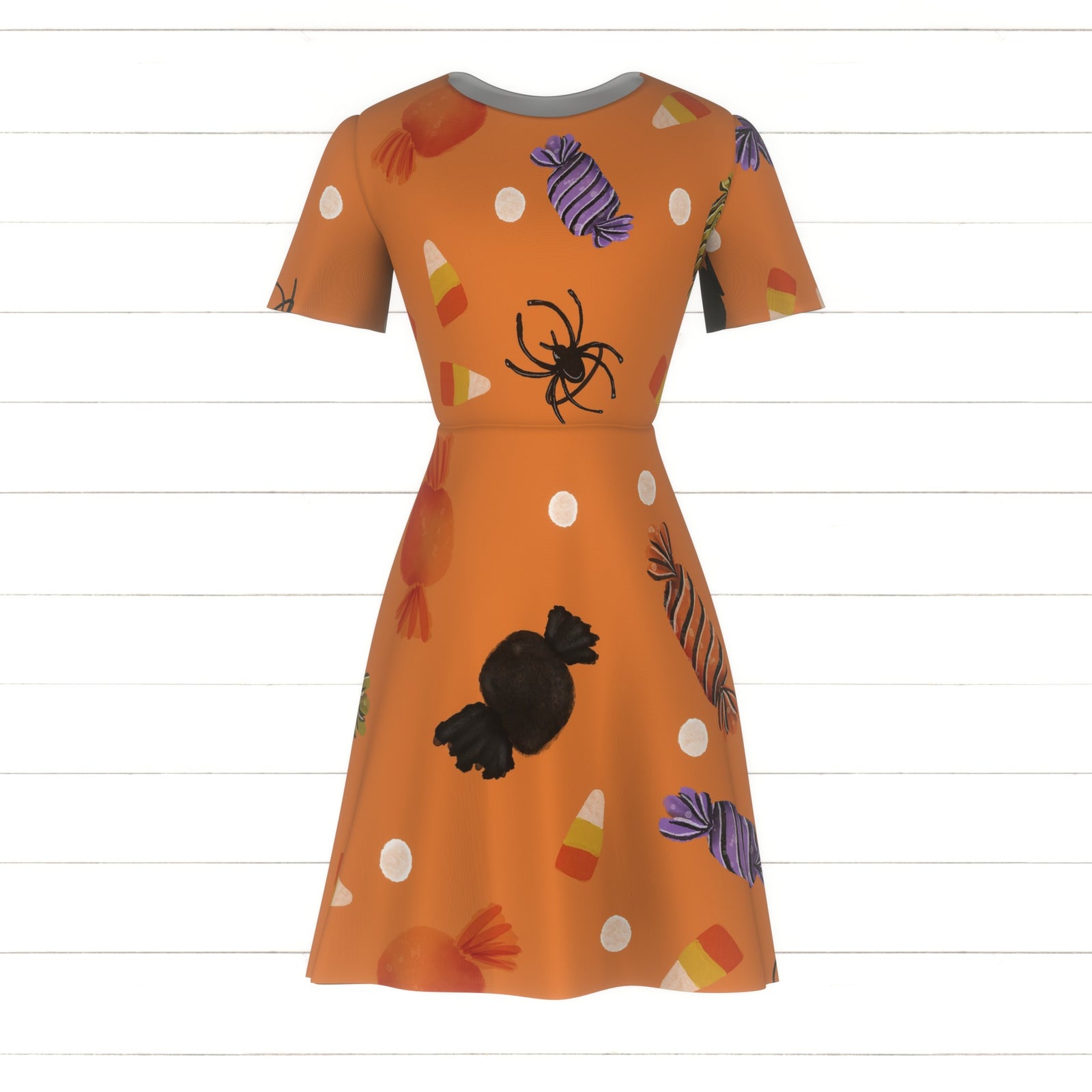 Orange, black, candy, polka dot, candy corn, retro, trick or treat, halloween