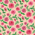 Hand painted pink and red painterly chrysanthemum flowers in a lush flower garden on a peach fuzz background Image