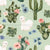 Boho Cactus Floral and Cute Llamas on Jade Green Image