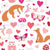 Pink Foxes and Owls Valentines on White Image