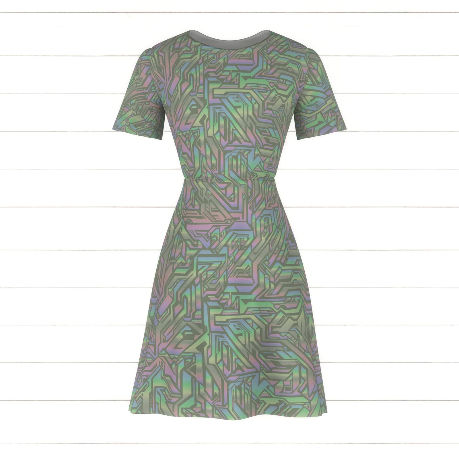 crystal maze modern abstract shapes with pearlescent rainbows